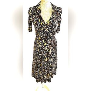 Nanette Lepore Belted Brown & Tan Dress Short Sleeve Size 8 Excellent Condition